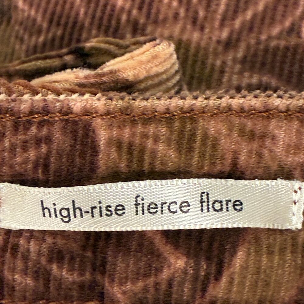 WRANGLER "Fierce Flare" Hi-Rise Floral Cords Flare/Bell Jeans Brown/Tan Women 14 - Picture 10 of 14